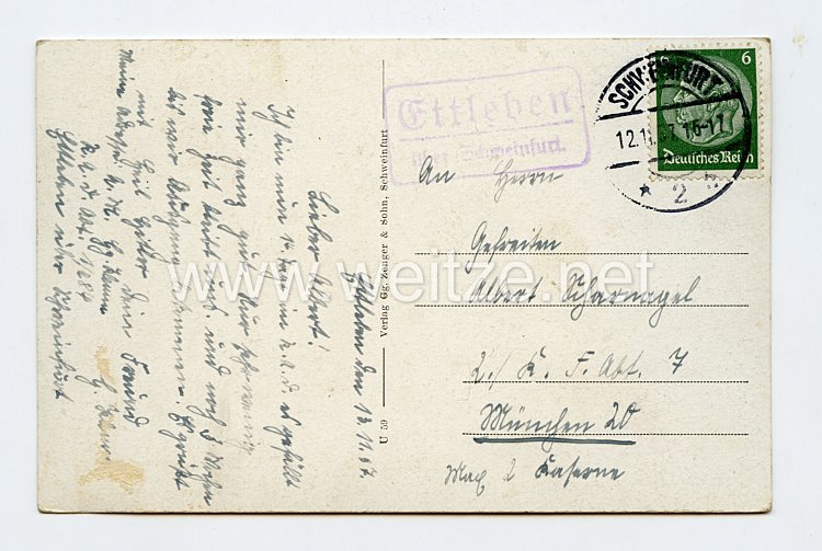 Reichsarbeitsdienst (RAD) - Postkarte, RAD Arbeitsdienstlager Ettleben Bild 2