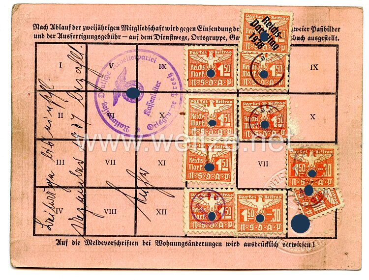 NSDAP - Ortsgruppe Preetz, Mitgliedskarte Nr. 408207 Bild 2