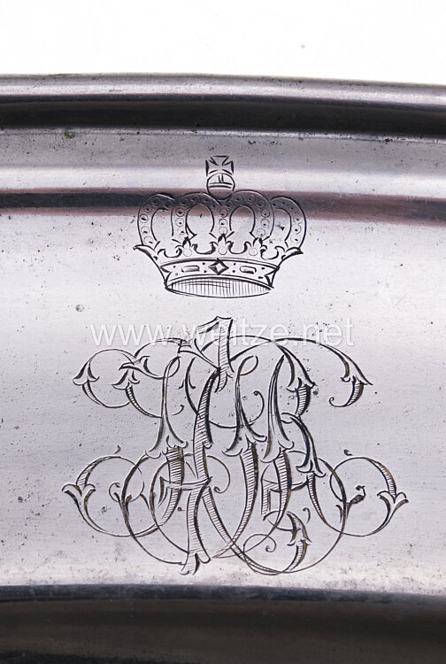 Preußen Großes ovales versilbertes Serviertablett bzw. Fleischplatte aus dem Besitz des Infanterie-Regiment „Bremen“ (1. Hanseatisches) Nr. 75. Bild 2