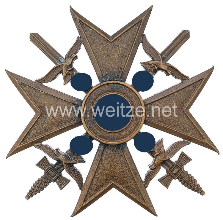 Kleiner Nachlaß Spanienkreuz in Bronze mit Schwertern  Bild 2