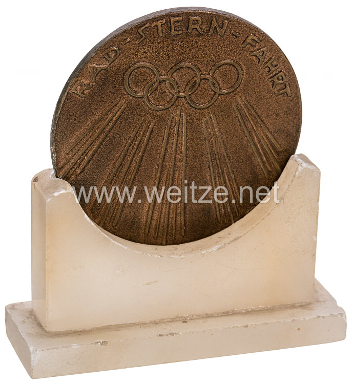 XI. Olympischen Spiele 1936 Berlin - bronzene Teilnehmermedaille zur Rad-Stern-Fahrt Bild 2