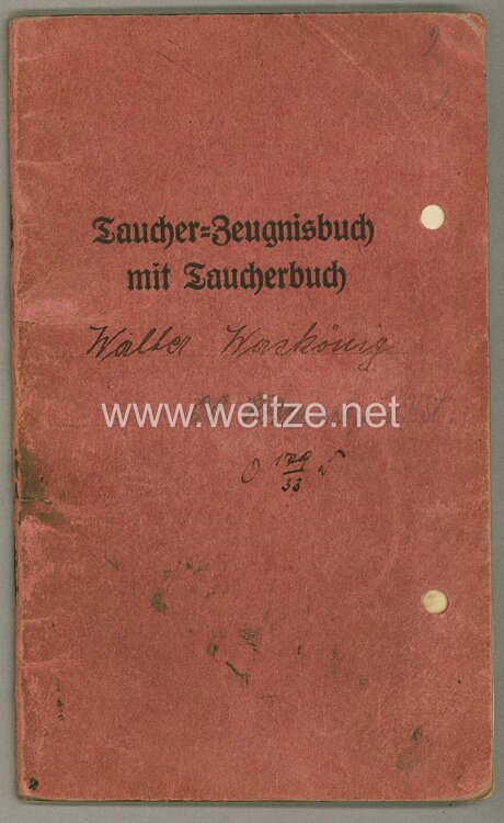 Kriegsmarine - Taucher-Zeugnisbuch mit Taucherbuch Bild 2