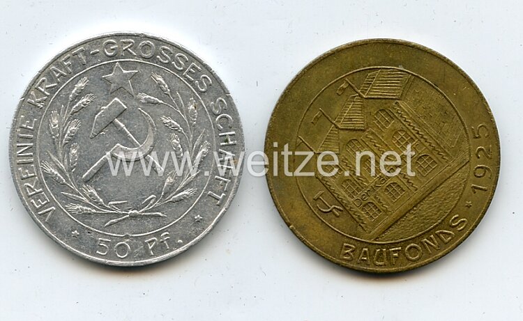 2 Spendenmarken 1 Mark / 50 Pfennig für den Baufonds 1925 zum Aufbau eines Hauses der kommunistischen Kämpfer Bild 2