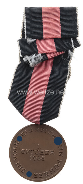 Medaille zur Erinnerung an den 1. Oktober 1938 (Anschluss Sudetenland) Bild 2