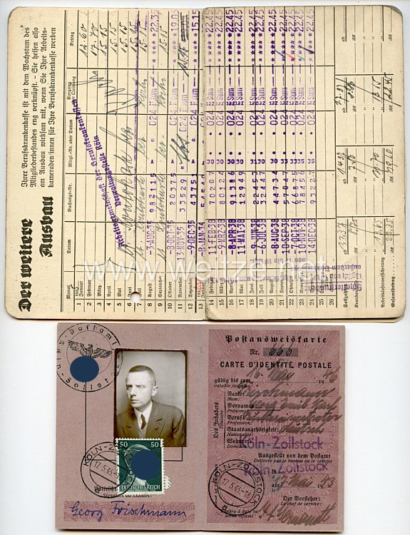 III. Reich - Berufskrankenkasse der Kaufmannsgehilfen Hamburg 36-Ausgabe - Mitgliedskarte Bild 2