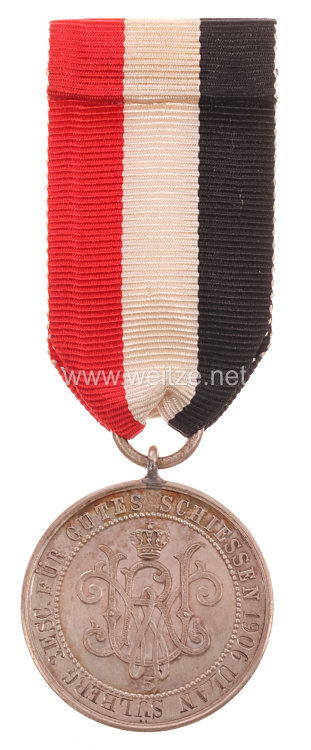 Preußen tragbare silberne Schießpreismedaille für das Westfälische Ulanen-Regiment Nr. 5 von 1906 Bild 2