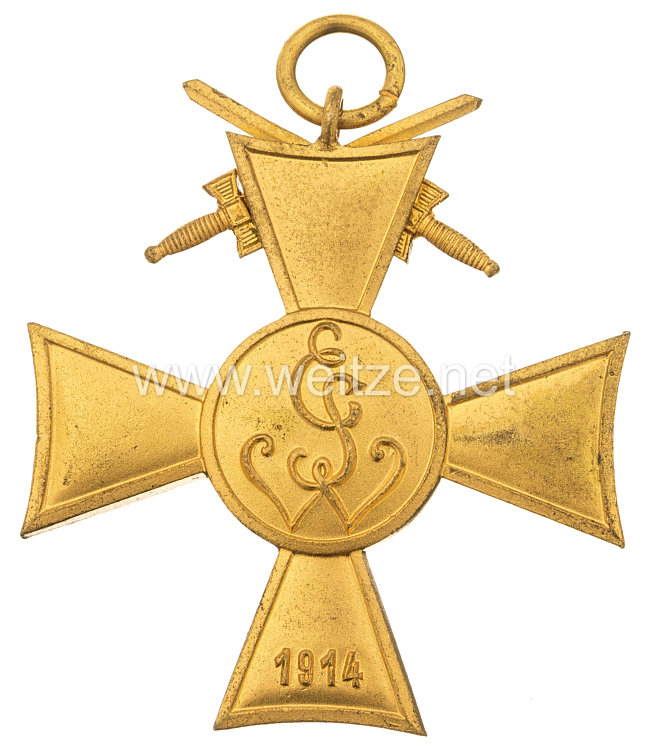 Sachsen Königreich Ehrenbund sächsischer Weltkriegsteilnehmer e.V. Goldenes Ehrenkreuz mit Schwertern Bild 2