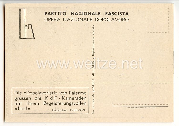 III. Reich / Italien - farbige Propaganda-Postkarte - 