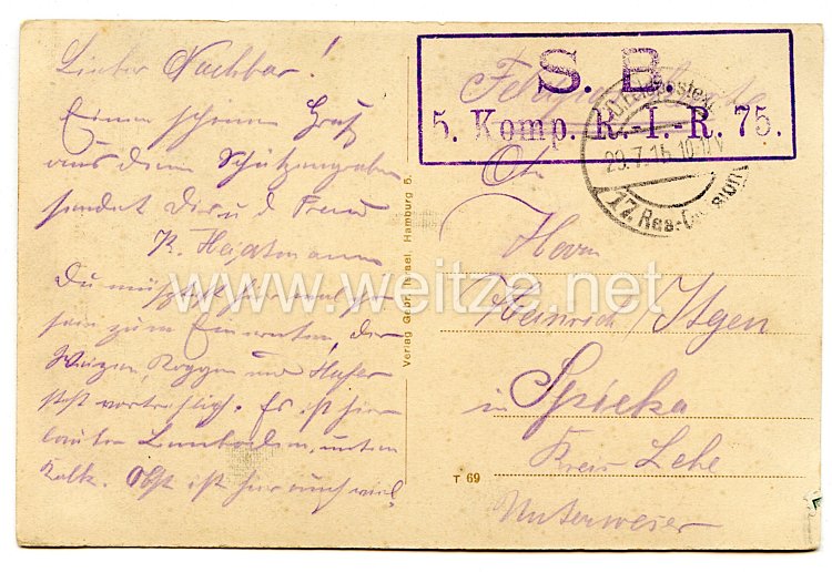 Preußen 1. Weltkrieg Postkarte 