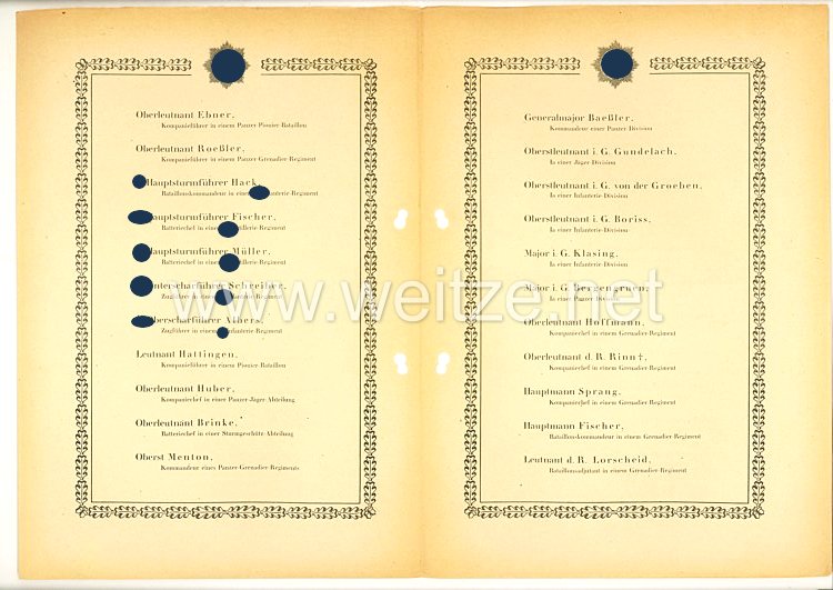 Verleihungsliste für das Deutsche Kreuz in Gold - Januar 1943 Bild 2