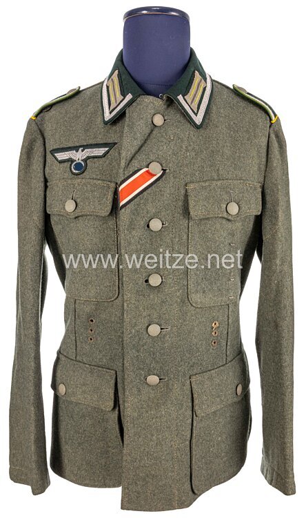 Wehrmacht Feldbluse M 42 für einen Unteroffizier der Panzergrenadiere Bild 2