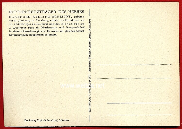 Heer - Propaganda-Postkarte von Ritterkreuzträger Ekkehard Kylling-Schmidt Bild 2