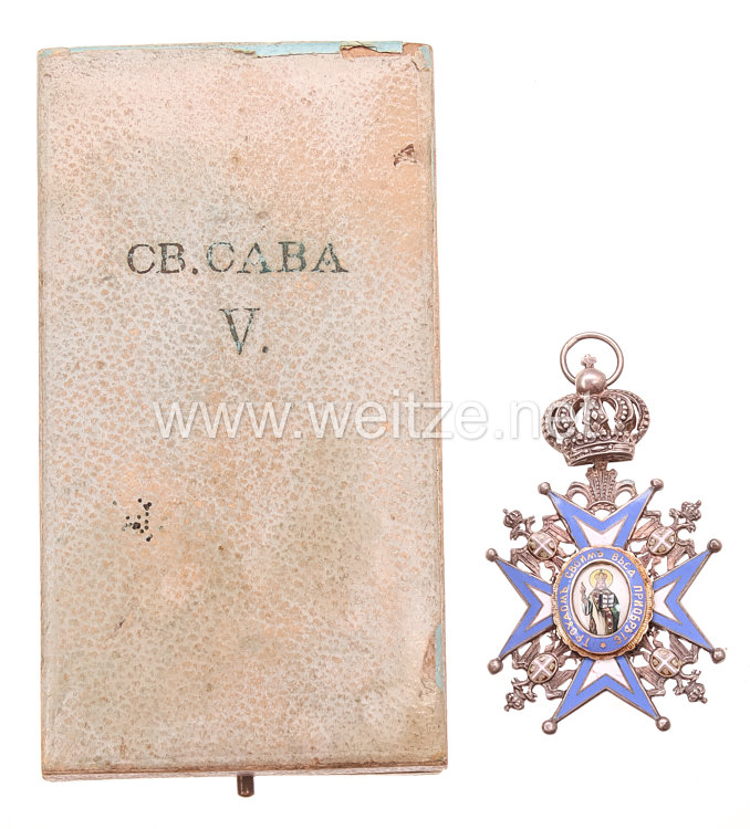 Königreich Serbien St. Sava Orden 5. Klasse im Verleihungsetui Bild 2