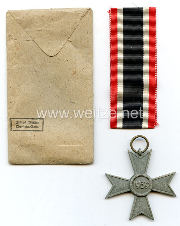 Kriegsverdienstkreuz ohne Schwertern 1939 2. Klasse -Julius Maurer Oberstein Bild 2