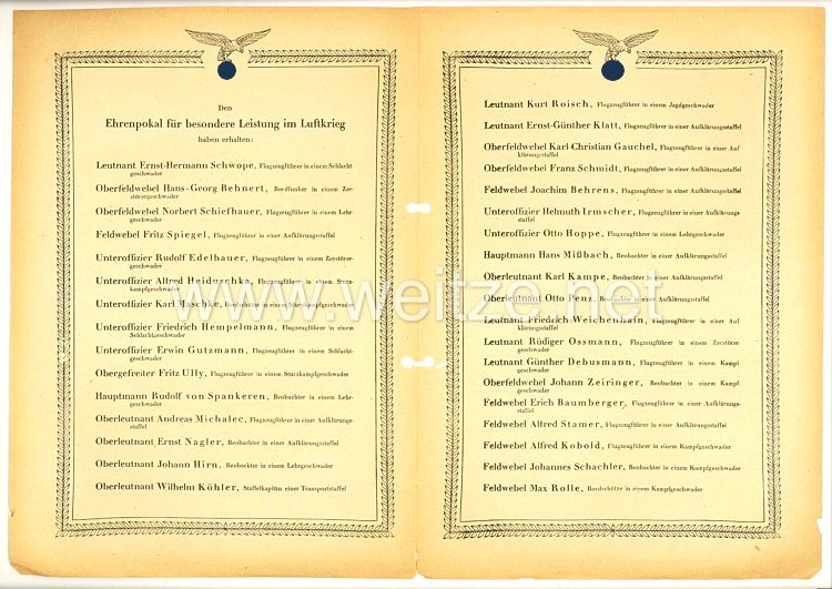 Ehrenliste der Deutschen Luftwaffe - Ausgabe vom 23. November 1942 Bild 2