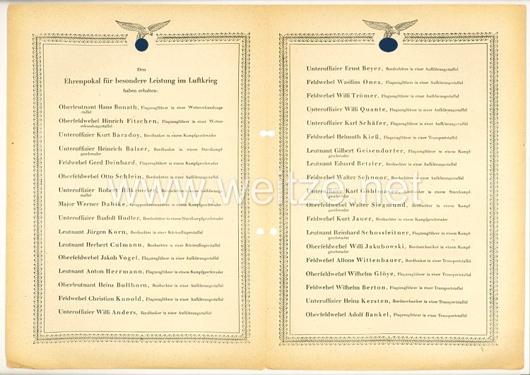 Ehrenliste der Deutschen Luftwaffe - Ausgabe vom 23. November 1942 Bild 2