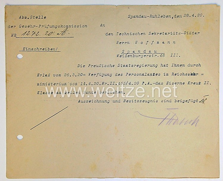 1. Weltkrieg - Urkundengruppe für einen Ministerialamtmann, Berlin Bild 2