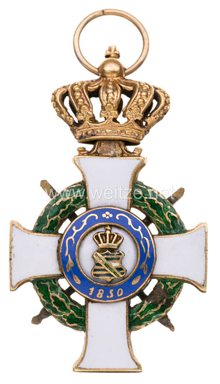 Sachsen Königreich Albrechts-Orden Ritterkreuz 1. Klasse mit Krone und Schwertern Bild 2