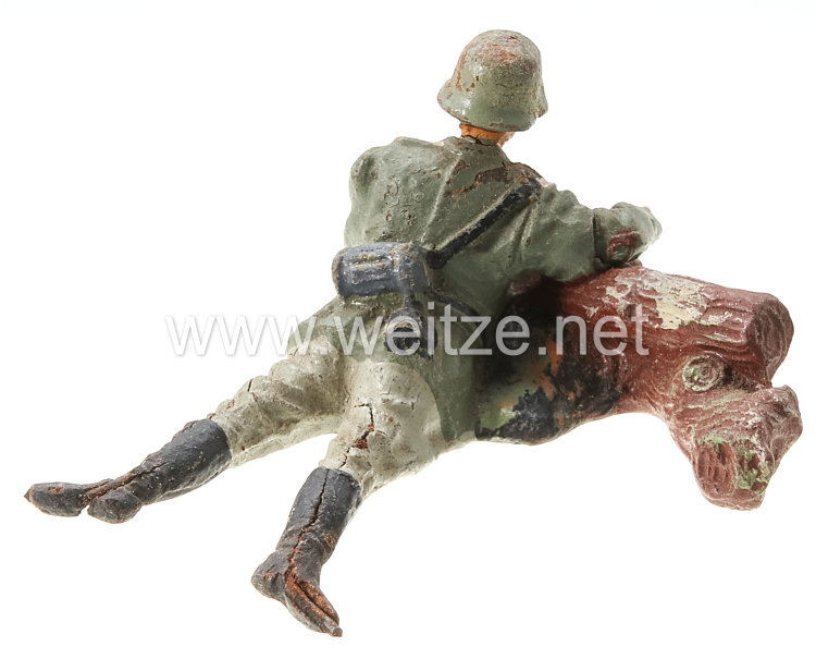 Elastolin - Heer Gruppenführer auf Baumstamm mit Fernglas liegend Bild 2