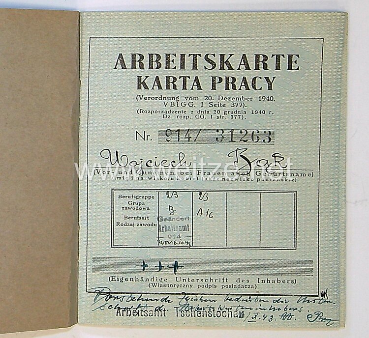 Generalgouvernement - Arbeitskarte ( Karta Pracy ) Bild 2