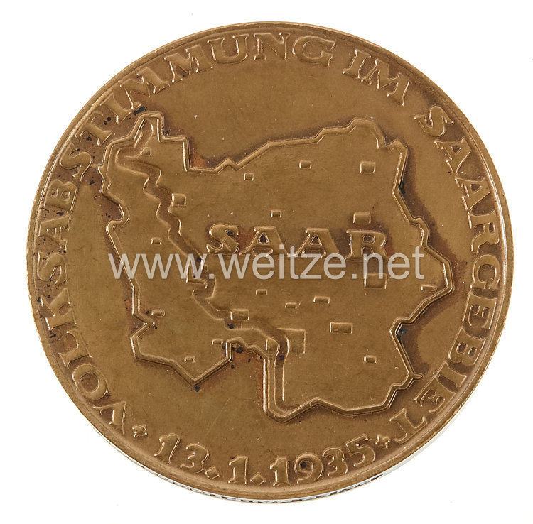 III. Reich - bronzene Erinnerungsmedaille an die Volksabstimmung 13.1.1935  