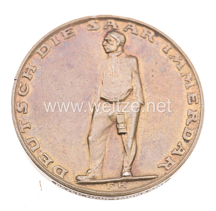 III. Reich - bronzene Erinnerungsmedaille an die Volksabstimmung 13.1.1935  