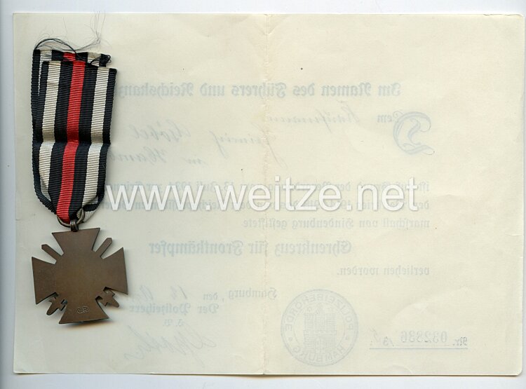 Ehrenkreuz für Frontkämpfer 1914-18 mit Urkunde Bild 2