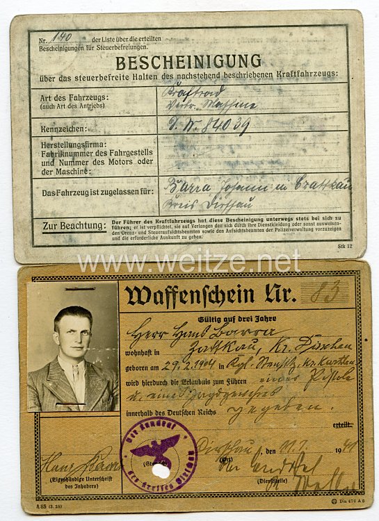 III. Reich - Dokumentennachlass eines Zivilisten aus dem Kreis Dirschau ( Danzig-Westpreußen ) Bild 2