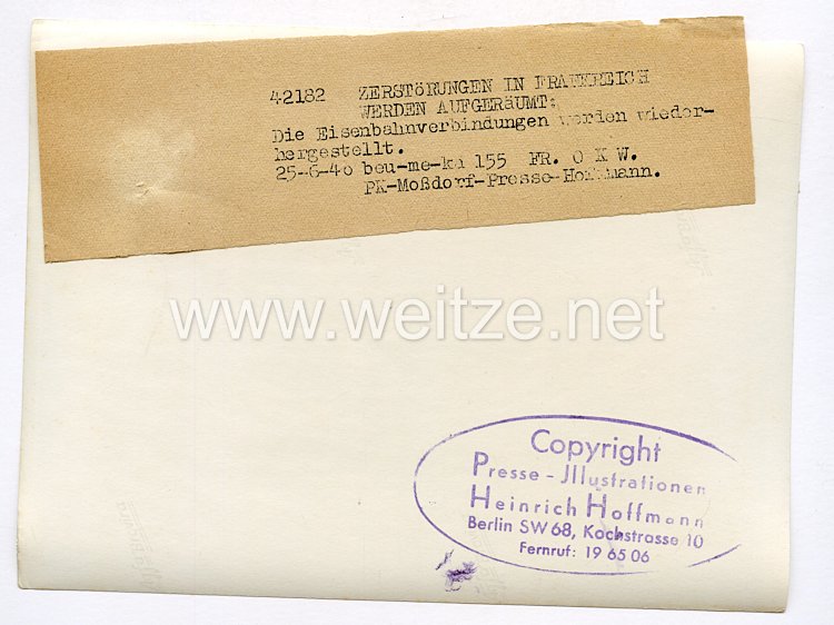 III. Reich Pressefoto. Zerstörung in Frankreich werden Aufgeräumt. 25.6.1940. Bild 2